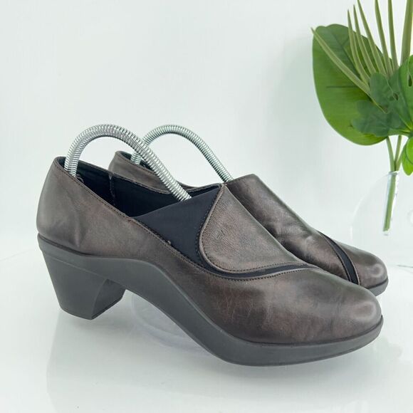 Romika Pump Women's 41 10 Brown BlacK Leather Bootie Block Heel Slip On Shoes - Picture 1 of 12
